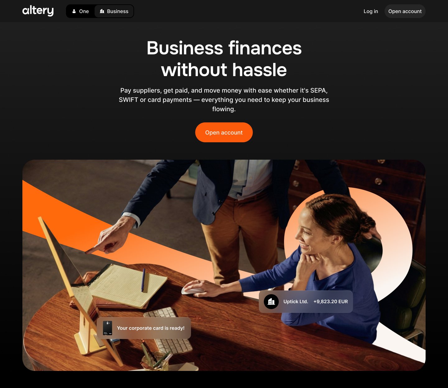 The Altery Business page on the new website